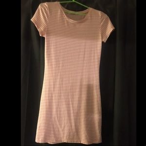 Pink and white striped bodycon dress